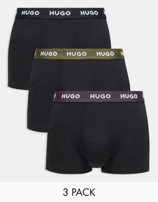 HUGO Bodywear 3 pack trunks in multi-Black