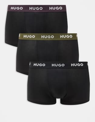 HUGO Bodywear 3 pack trunks in multi-Black