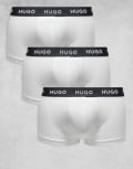 [Hugo Red] HUGO Bodywear 3 pack trunks in white with contrasting logo waistband W38 White