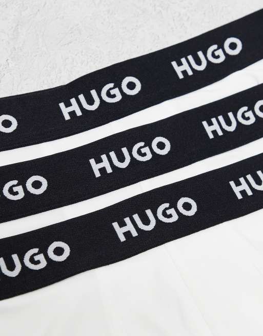 HUGO Bodywear 3 pack trunks in white with contrasting logo waistband, 3 of 3