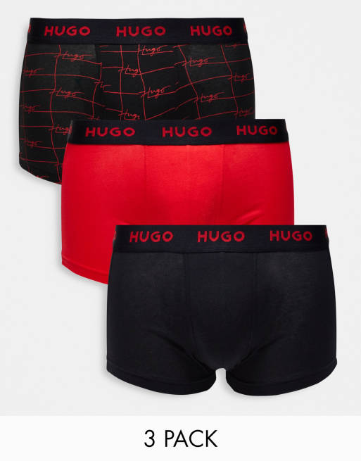 HUGO Bodywear 3 pack trunks with script logo in multi