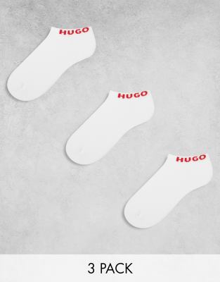 HUGO Bodywear - 3er-Pack niedrige Socken in Weiß mit Logo