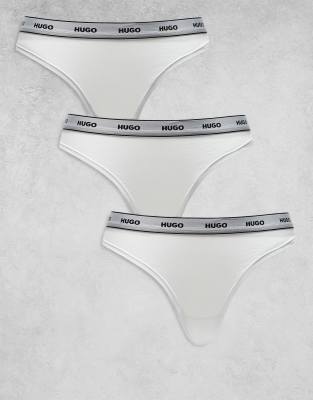 HUGO Bodywear - 3er-Pack Tangas in Weiß mit Logo-Bund