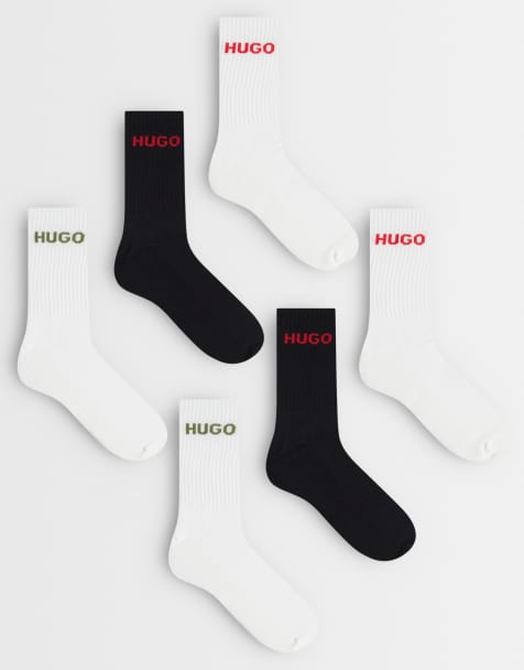 Hugo Bodywear 6 pack ribbed logo socks in multi - view 1