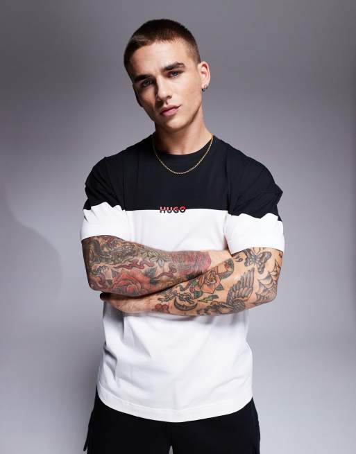 Hugo Bodywear – Amsterdam – Biały T-shirt w bloki kolorów
