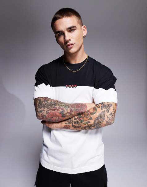 HUGO Bodywear – Amsterdam – T-Shirt in Weiß mit Blockfarben-Design - view 1