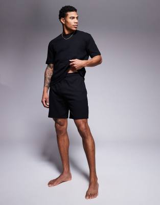 HUGO Bodywear Austin jersey shorts in black - part of a set