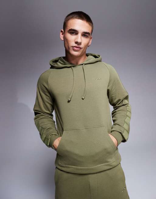 HUGO Bodywear – Ciemnozielona bluza z kapturem z logo, część zestawu