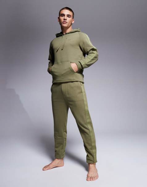 HUGO Bodywear co-ord tonal logo joggers in dark green - view 1