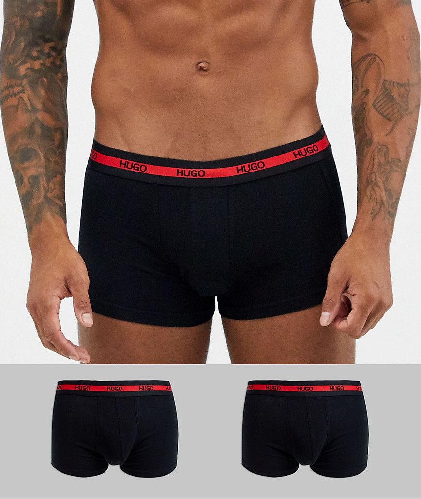 HUGO bodywear - Confezione da 2 boxer aderenti con elastico in vita con logo neri-Nero