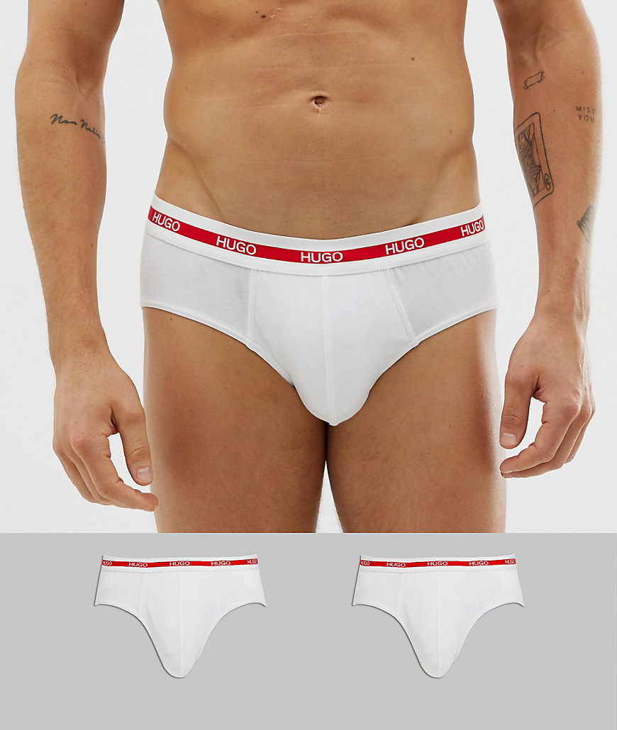 HUGO bodywear - Confezione da 2 slip bianchi con elastico con logo-Bianco