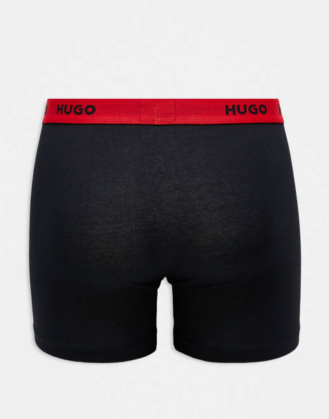 HUGO Bodywear - Confezione da 3 boxer neri e rossi con design stampato - view 1