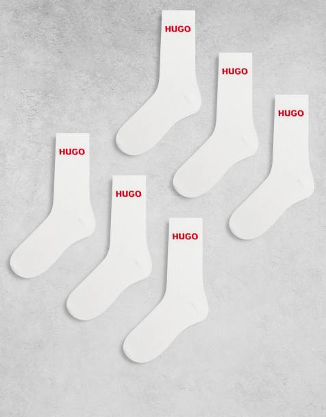 HUGO Bodywear - Confezione da 6 paia di calzini bianchi a coste con logo - view 1