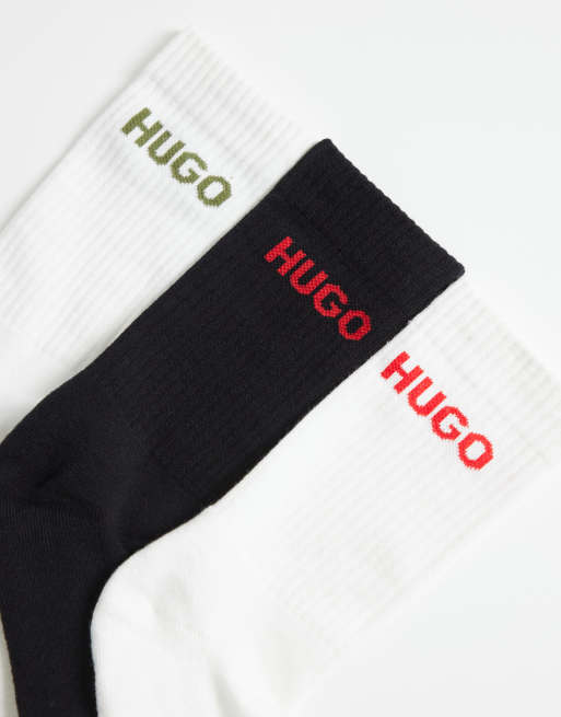 HUGO – Bodywear – Flerfärgade, ribbade strumpor med logga, 6-pack, 2 av 3