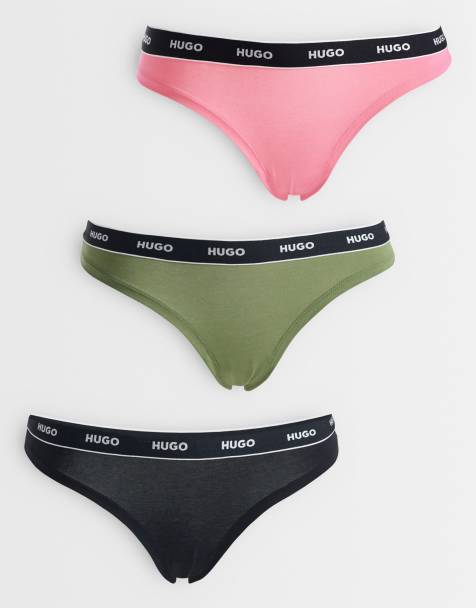 HUGO – Bodywear – Flerfärgade stringtrosor med logga på midjebandet, 3-pack - view 1