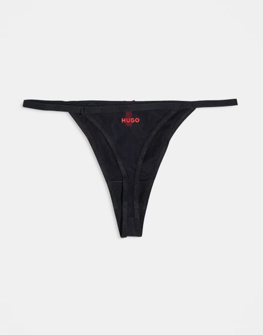 HUGO – Bodywear – Gåvoset med svarta stringtrosor med röd rosett, 3-pack, 2 av 3