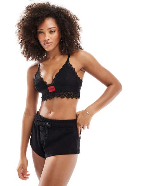HUGO - Bodywear - Gewatteerde triangel bh met rood label in zwart - view 1