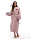 HUGO Bodywear hooded dressing gown in light pink