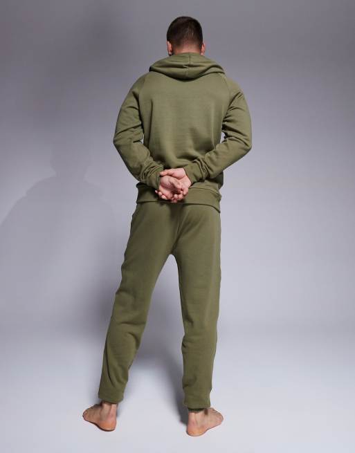 HUGO - Bodywear - Joggingbroek met logo in dezelfde tint kaki, deel van co-ord set, 3 van 5