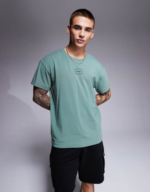 HUGO Bodywear – Laze – Ciemnozielony T-shirt z nadrukiem logo na piersi