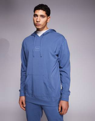 Hugo Red Hugo Bodywear Laze Hoodie In Blue