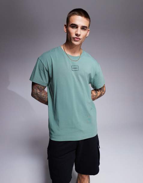 HUGO Bodywear - Laze - T-shirt verde scuro con logo sul petto - view 1
