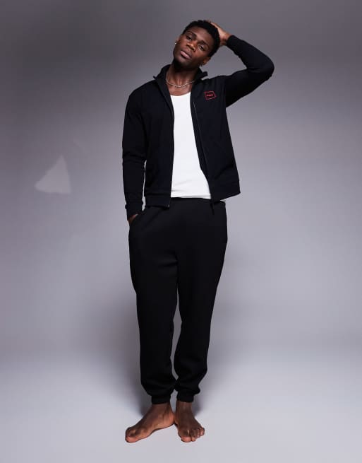 HUGO Bodywear Laze zip through sweat jacket in black, 2 of 4