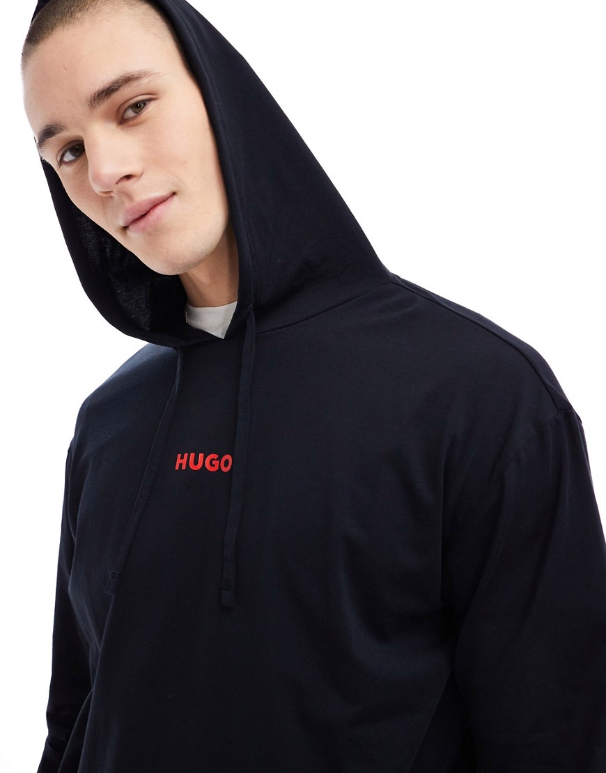 Hugo Bodywear linked hoodie in black