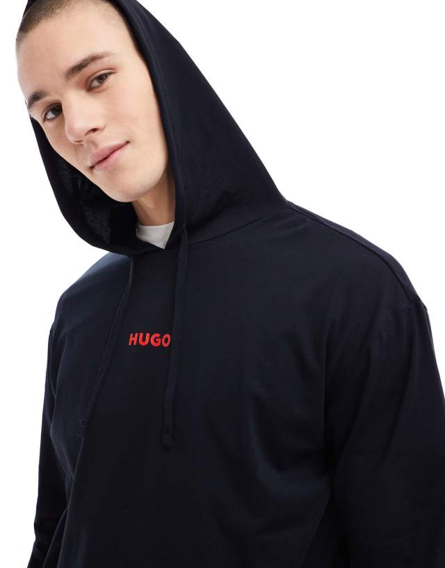 Hugo Red - Hugo Bodywear linked hoodie in black