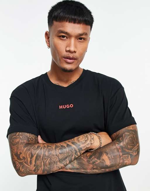 HUGO Bodywear - Linked - Sort T-shirt med logo