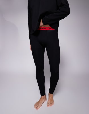 HUGO Bodywear long johns in black with contrast waistband