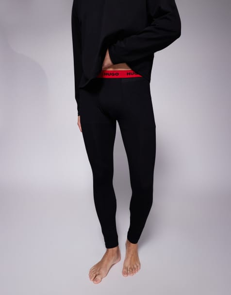 HUGO Bodywear long johns in black with contrast waistband - view 1