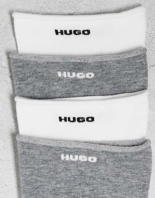 HUGO Bodywear - Lot de 2 paires de chaussettes à logo - Gris/blanc, 2 de 4