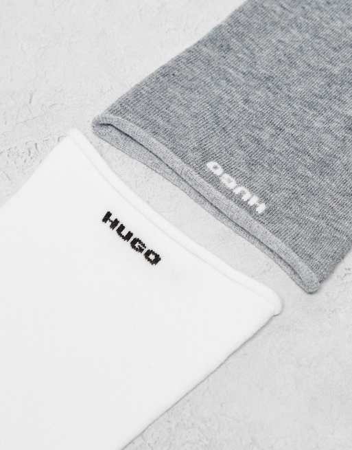 HUGO Bodywear - Lot de 2 paires de chaussettes à logo - Gris/blanc, 4 de 4