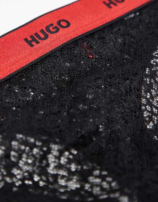 HUGO Bodywear - Lot de 3 strings en dentelle à taille contrastante - Noir, 3 de 3
