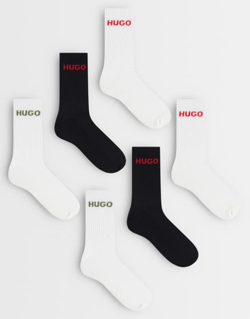 HUGO Bodywear - Lot de 6 paires de chaussettes côtelées à logo - Multicolore, 1 de 3