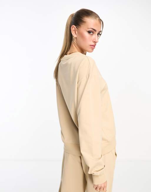 HUGO Bodywear lounge sweat in beige with logo print, 2 of 4