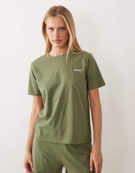Hugo Bodywear – Loungewear – Mörkgrön t-shirt med logga på midjebandet, del av set - view 1