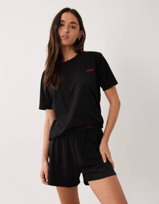 HUGO Bodywear - Loungewear-T-Shirt in Schwarz mit Logo, Kombiteil Schwarz M