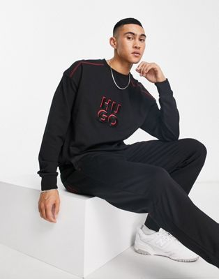 HUGO Bodywear Monologo sweatshirt in black - ASOS Price Checker