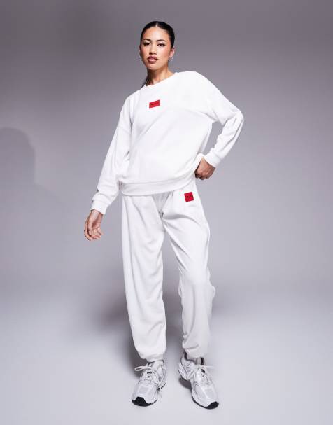 HUGO Bodywear Neve cosy co-ord sweatshirt and joggers in off white - view 1
