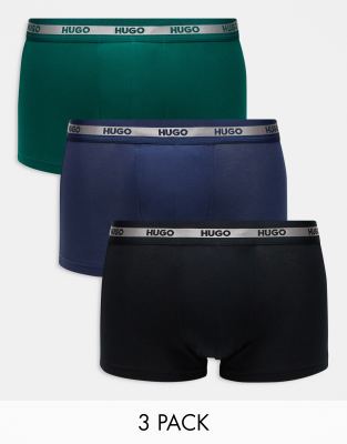 HUGO Bodywear - Pakke med 3 par boksershorts i forskellige farver med logo-taljebånd - view 1