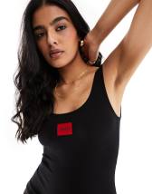 Calvin Klein Icon Lounge metallic logo plunge front bodysuit in