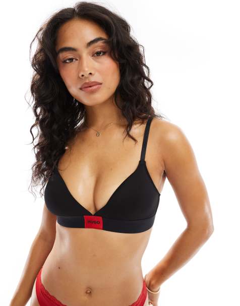 HUGO Bodywear red label triangle bra in black - view 1