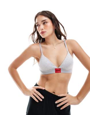 HUGO Bodywear red label triangle bra in gray