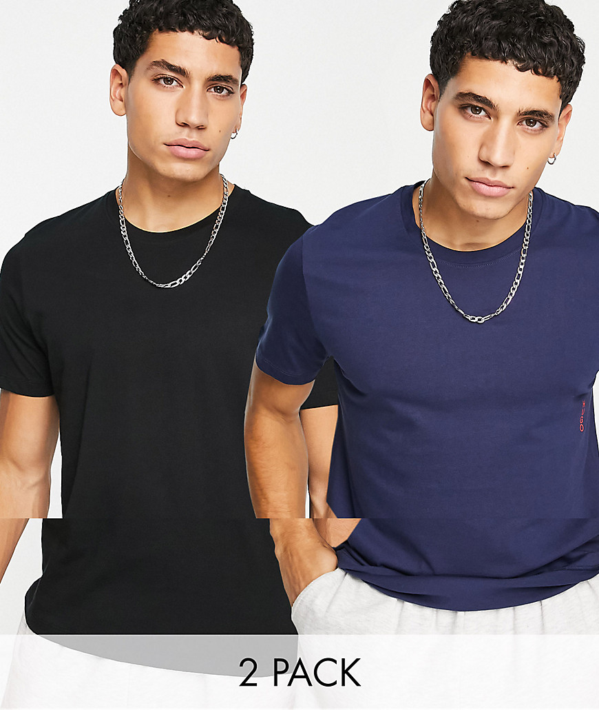 HUGO - Bodywear - Set van 2 T-shirts in marineblauw/zwart-Veelkleurig