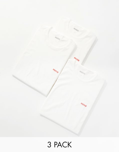 Hugo - Bodywear - Set van 3 T-shirts in wit - view 1