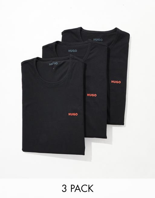 Hugo - Bodywear - Set van 3 T-shirts in zwart
