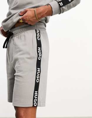 HUGO Bodywear shorts with taped branding in grey - ASOS Price Checker