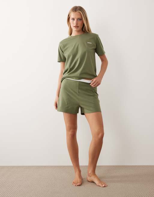HUGO - Bodywear - Short confort d'ensemble avec taille à logo - Vert foncé, 2 de 4